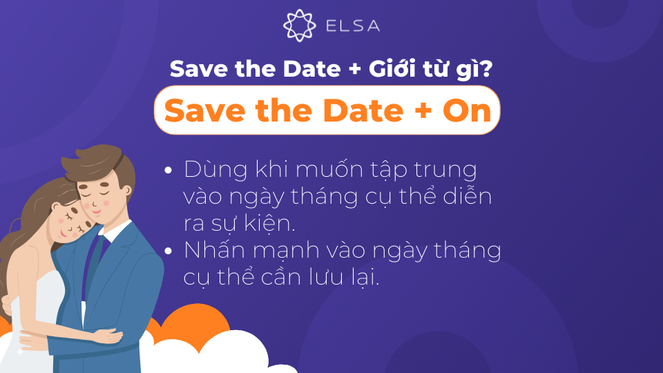 Save the Date đi với giới từ on Save the Date đi với giới từ on