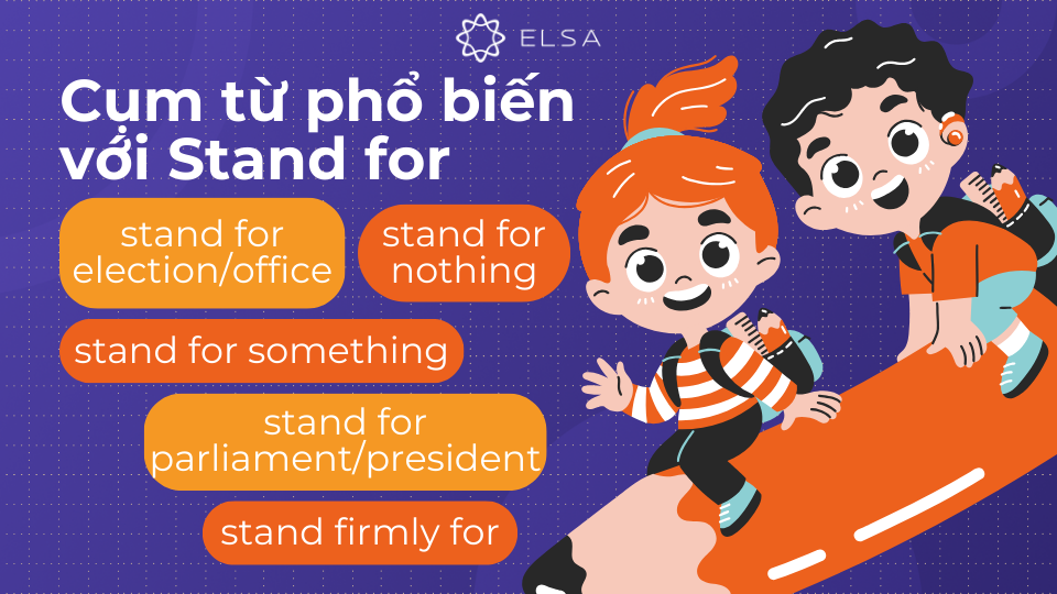 Một số cụm từ phổ biến đi cùng với Stand for Một số cụm từ phổ biến đi cùng với Stand for