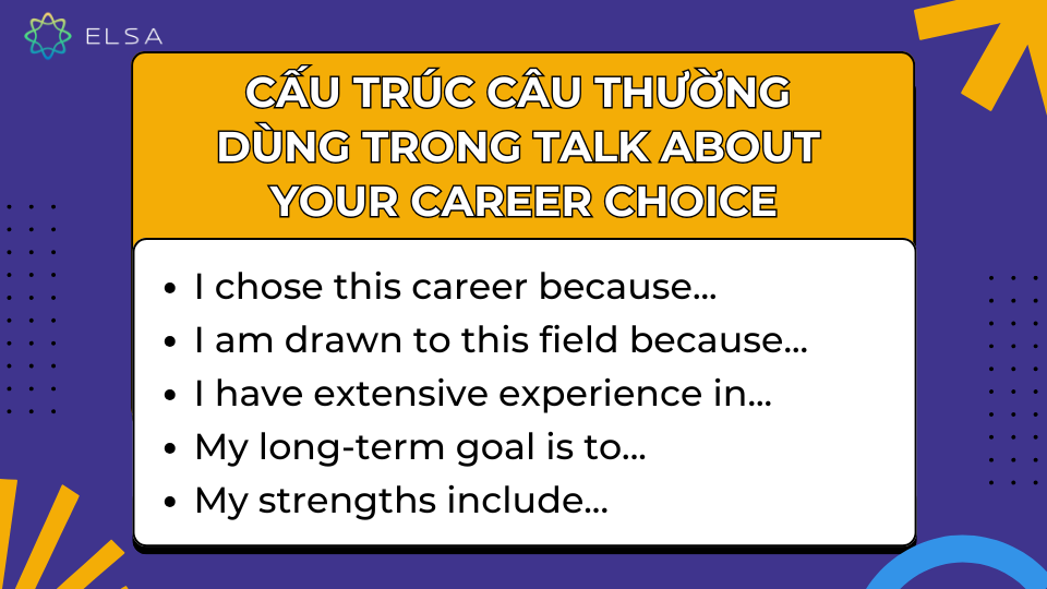 Các cấu trúc câu thường sử dụng trong Talk about your career choice Các cấu trúc câu thường sử dụng trong Talk about your career choice