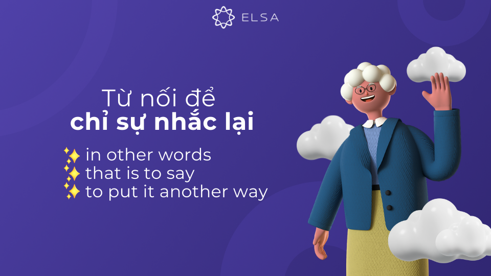 Từ nối trong tiếng Anh thông dụng để chỉ sự nhắc lại Từ nối trong tiếng Anh thông dụng để chỉ sự nhắc lại
