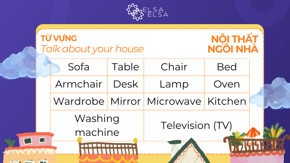 Từ vựng của topic Talk about your house để chỉ nội thất trong ngôi nhà Từ vựng của topic Talk about your house để chỉ nội thất trong ngôi nhà