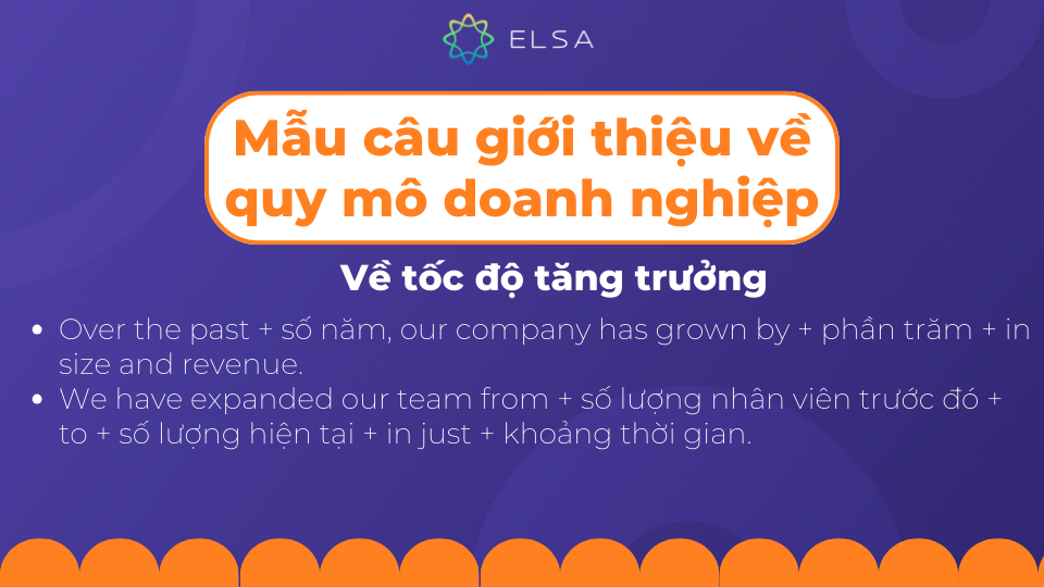 Một số mẫu câu giới thiệu quy mô doanh nghiệp về tốc độ tăng trưởng