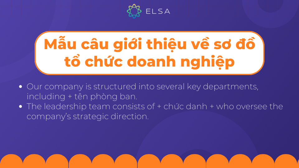 Một số mẫu câu giới thiệu về sơ đồ tổ chức doanh nghiệp