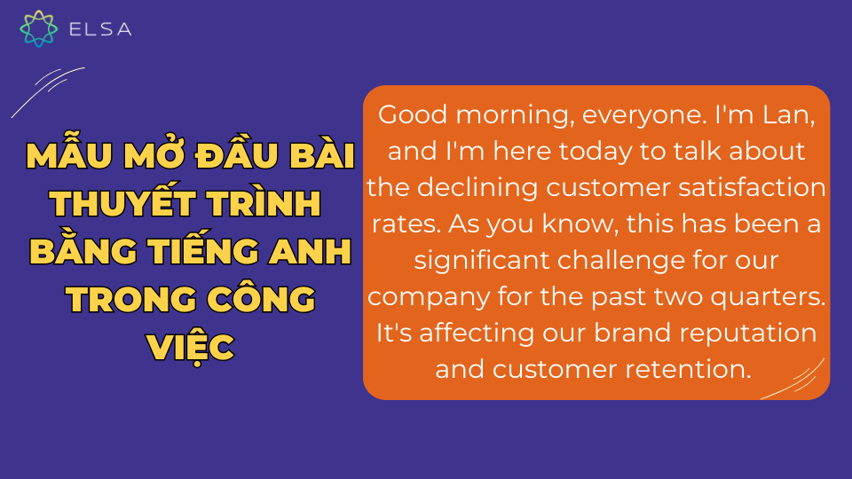 Mẫu mở đầu bài thuyết trình bằng tiếng Anh trong công việc Mẫu mở đầu bài thuyết trình bằng tiếng Anh trong công việc