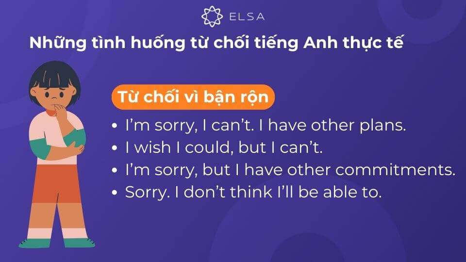 Các mẫu câu từ chối vì bận rộn Các mẫu câu từ chối vì bận rộn