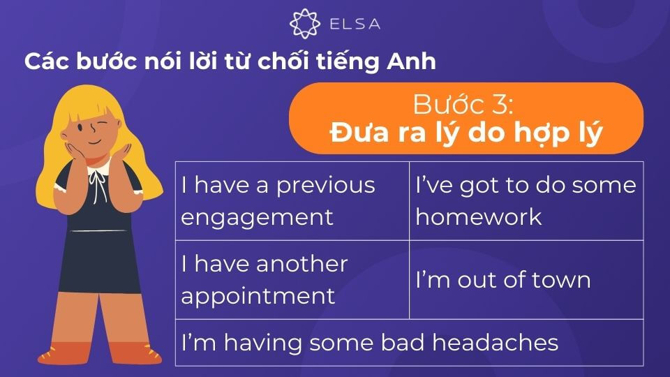 Đưa ra lý do hợp lý để từ chối Đưa ra lý do hợp lý để từ chối