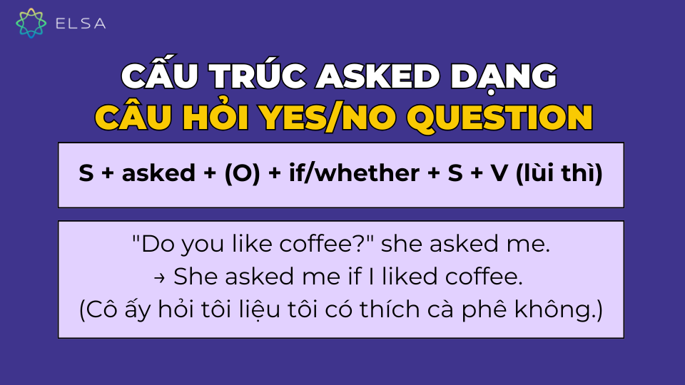 Cấu trúc asked dạng câu hỏi Yes/No question Cấu trúc asked dạng câu hỏi Yes/No question