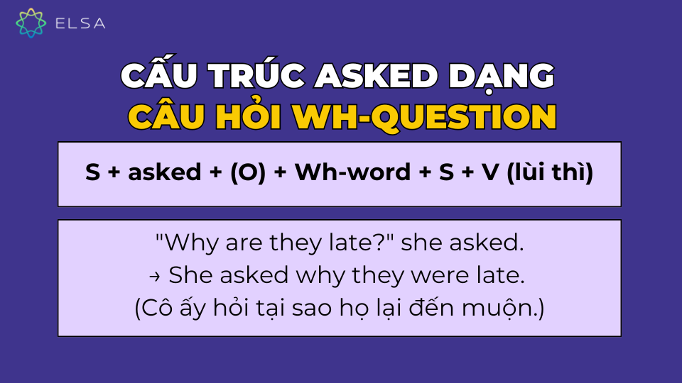 Cấu trúc asked ở dạng câu hỏi Wh-question Cấu trúc asked ở dạng câu hỏi Wh-question