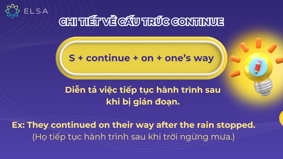 Chi tiết về cấu trúc continue + on + one’s way