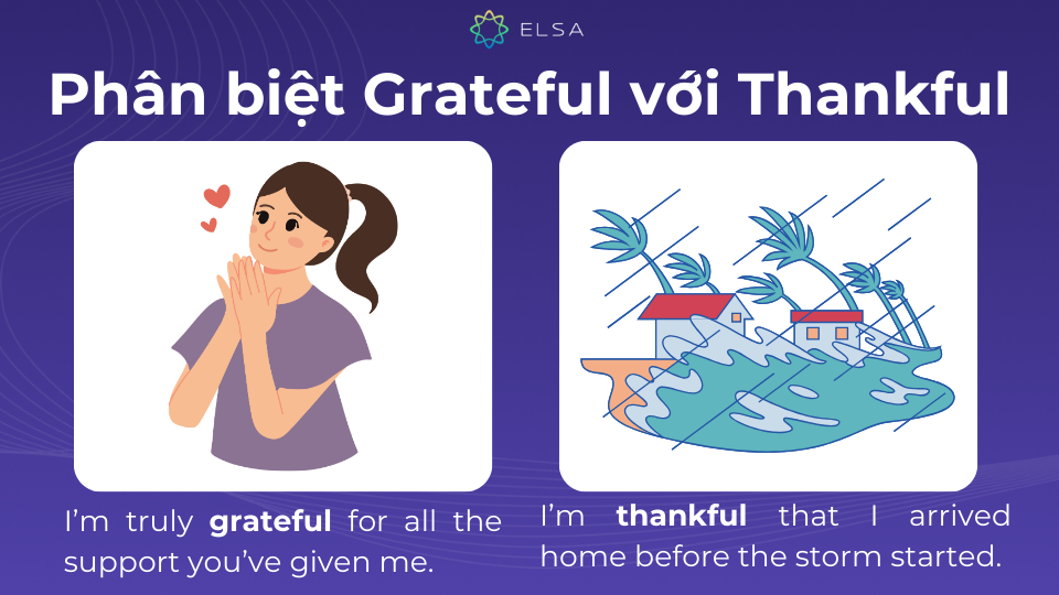 Grateful với Thankful có ý nghĩa khá giống nhau nhưng vẫn có điểm khác biệt Grateful với Thankful có ý nghĩa khá giống nhau nhưng vẫn có điểm khác biệt