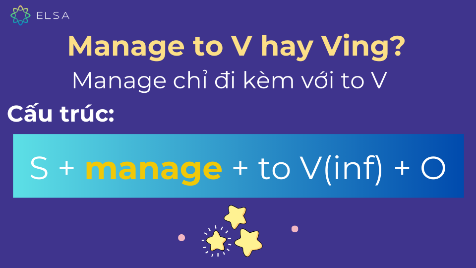 Manage đi kèm với to V Manage đi kèm với to V