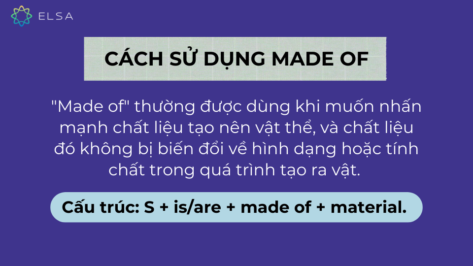 Cách sử dụng Made of Cách sử dụng Made of