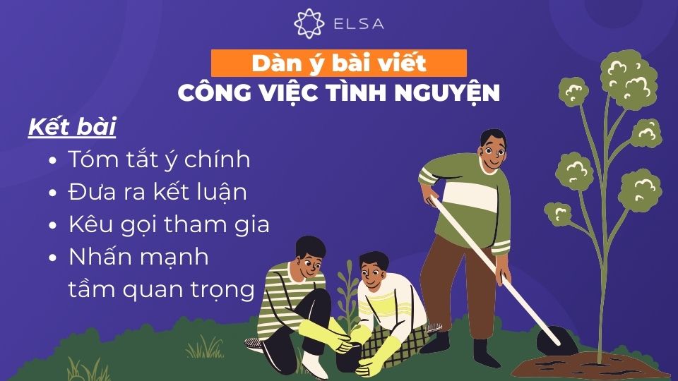 Dàn ý viết kết bài về công việc tình nguyện tiếng Anh.