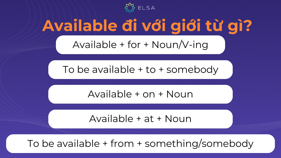 Trả lời cho câu hỏi Available đi với giới từ gì? Trả lời cho câu hỏi Available đi với giới từ gì?