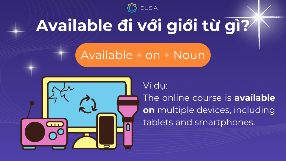 Available on cũng là cụm từ thường gặp trong giao tiếp tiếng Anh Available on cũng là cụm từ thường gặp trong giao tiếp tiếng Anh