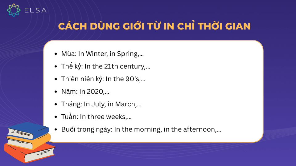 Cách dùng giới từ in khi chỉ thời gian