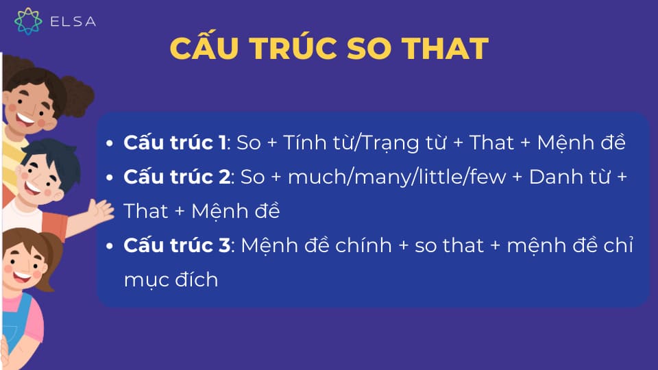 Cấu trúc so that dùng để chỉ kết quả, số lượng hoặc mục đích trong câu Cấu trúc so that dùng để chỉ kết quả, số lượng hoặc mục đích trong câu