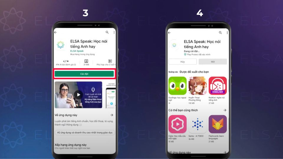 Cách tải ELSA Speak cho hệ điều hành Android - bước 3, 4