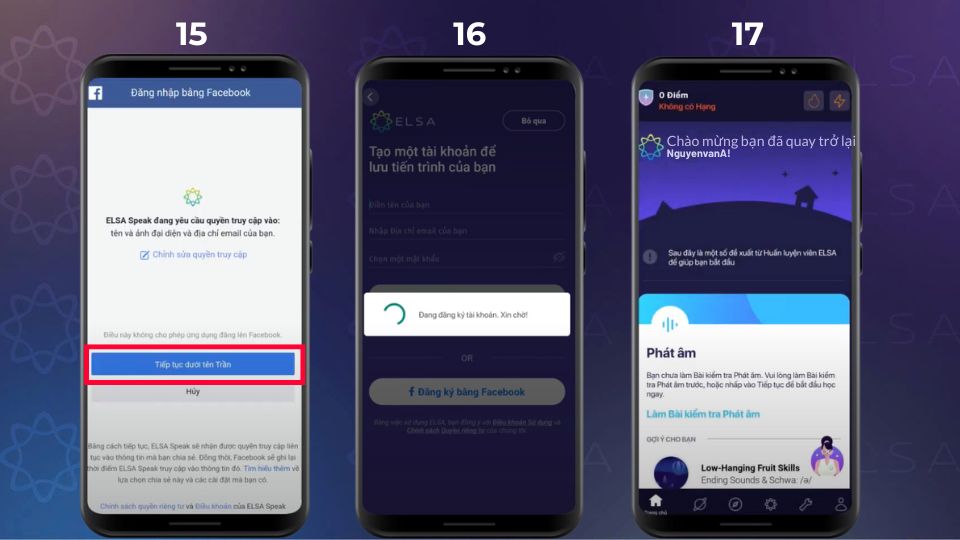 Cách tải ELSA Speak cho hệ điều hành Android - bước 15, 16, 17