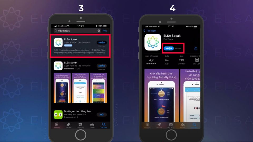 Cách tải ELSA Speak cho hệ điều hành iOS - bước 3, 4