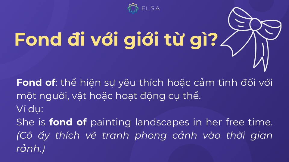 Từ Fond trong tiếng Anh chỉ đi kèm với giới từ of Từ Fond trong tiếng Anh chỉ đi kèm với giới từ of