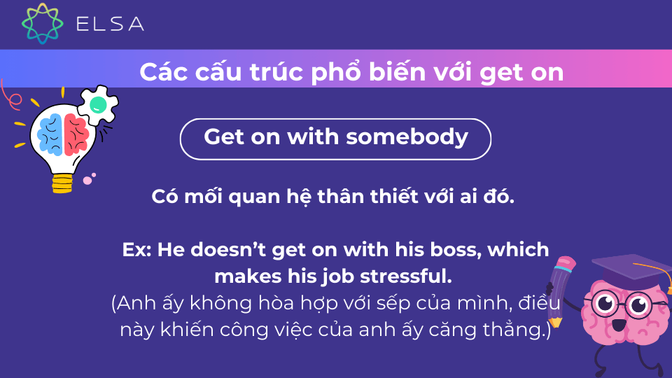 Cấu trúc phổ biến Get on with somebody Cấu trúc phổ biến Get on with somebody