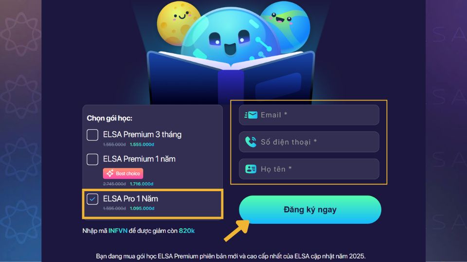 Bước 3 mua ELSA Pro thông qua banner trên trang home