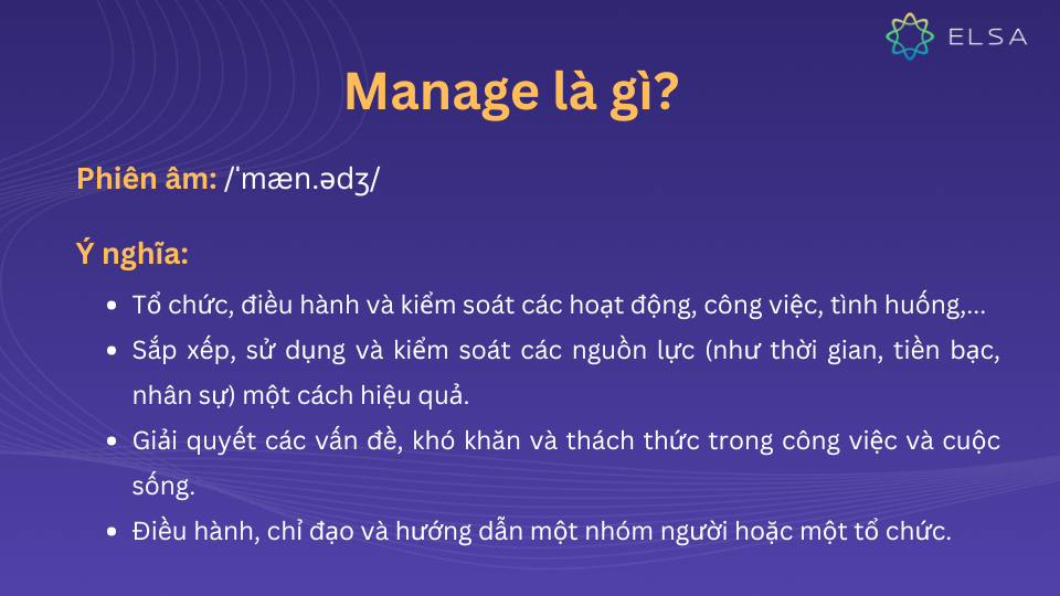 Manage mang nhiều ý nghĩa khác nhau