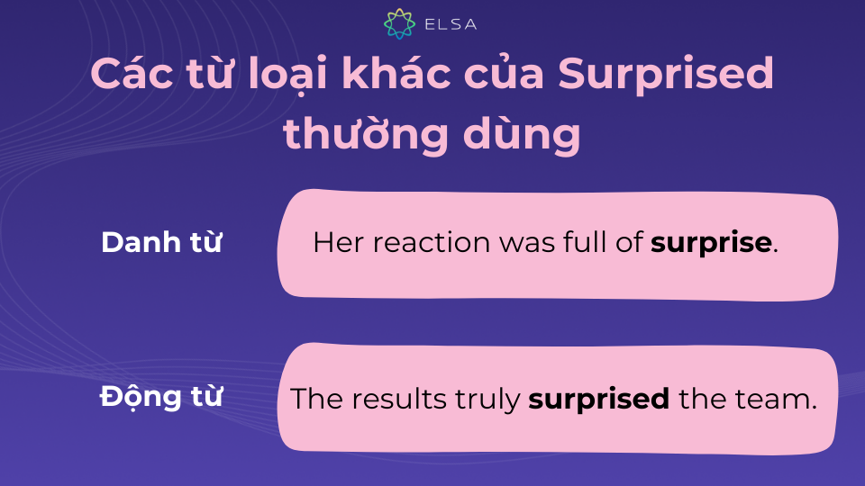 Surprise có thể vừa là danh từ, vừa là động từ với nhiều ý nghĩa khác nhau Surprise có thể vừa là danh từ, vừa là động từ với nhiều ý nghĩa khác nhau