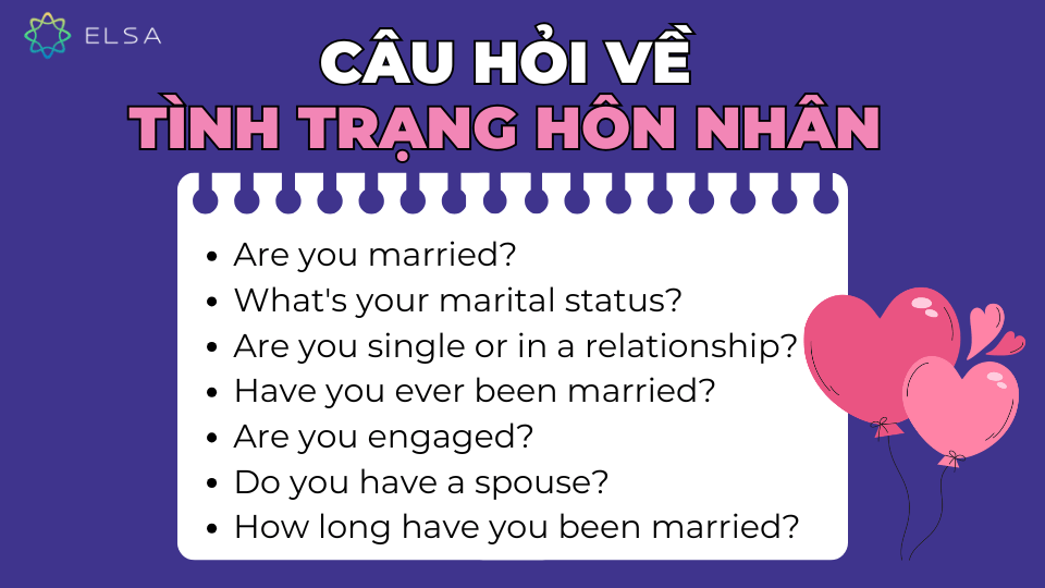 Câu hỏi về tình trạng hôn nhân Câu hỏi về tình trạng hôn nhân