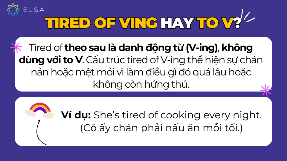 Tired of đi với Ving