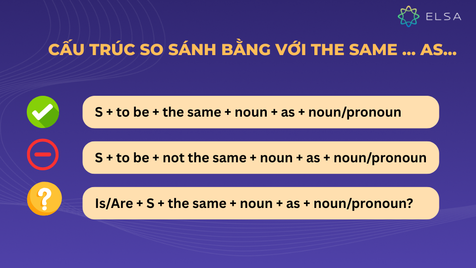 Cấu trúc so sánh bằng với The same … as…