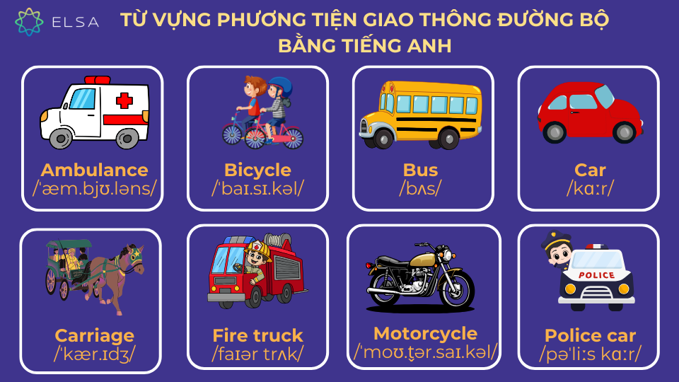 Một số từ vựng phương tiện giao thông đường bộ bằng tiếng Anh Một số từ vựng phương tiện giao thông đường bộ bằng tiếng Anh