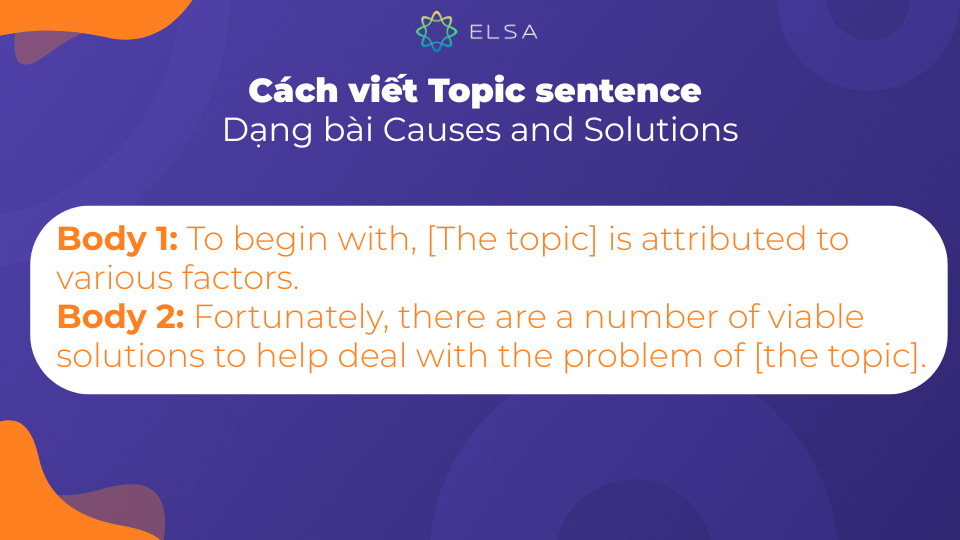 Cách viết Topic sentence dạng bài Causes and Solutions Cách viết Topic sentence dạng bài Causes and Solutions