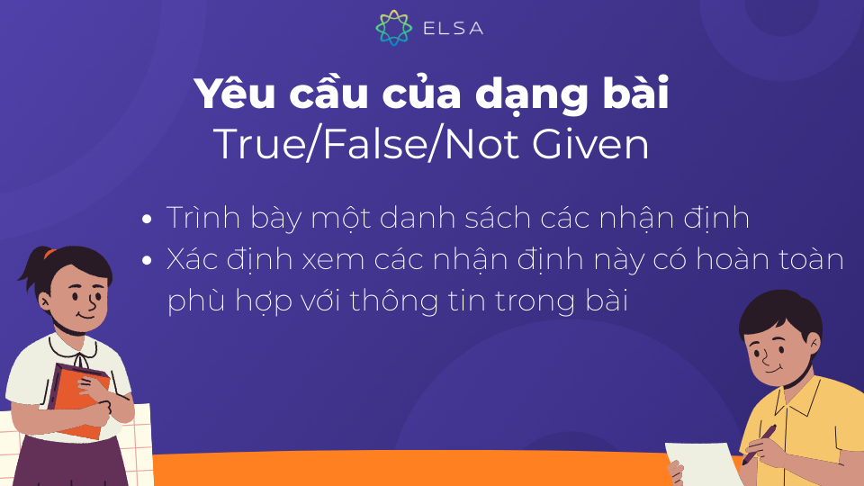 Một số yêu cầu của dạng bài True/False/Not given Một số yêu cầu của dạng bài True/False/Not given
