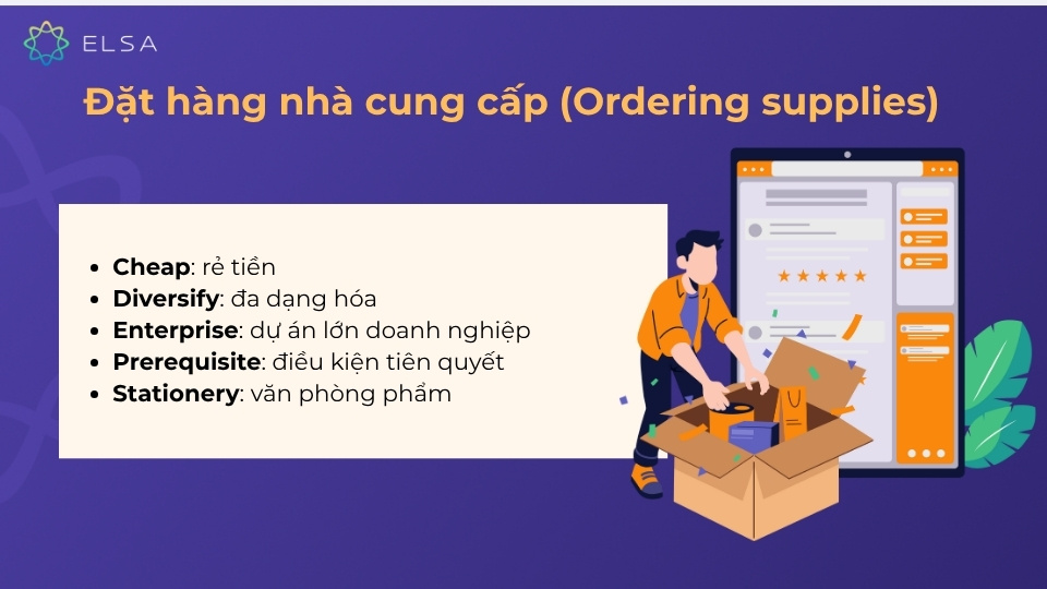 Từ vựng TOEIC về đặt hàng nhà cung cấp