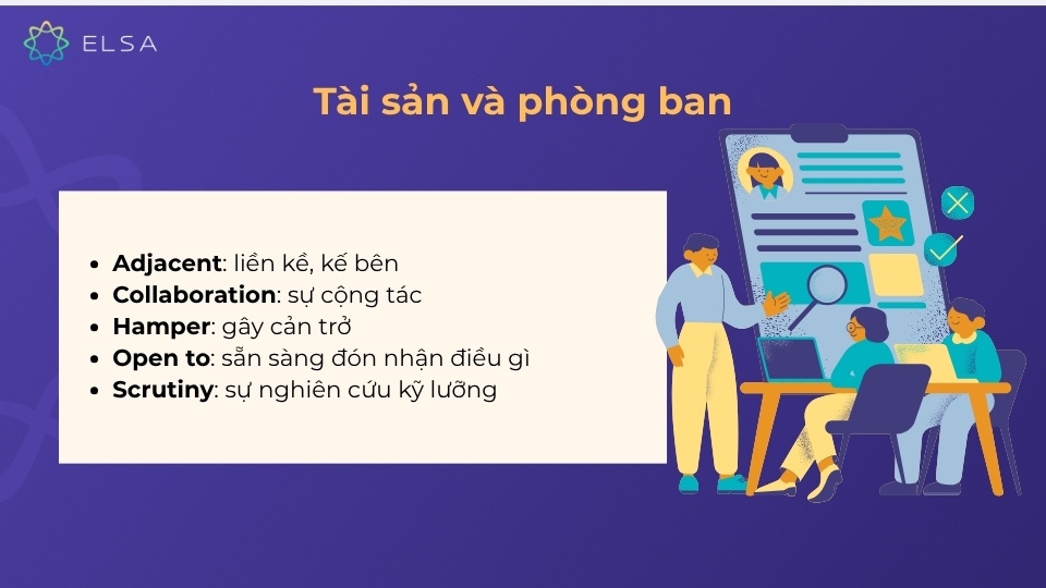 Từ vựng TOEIC về tài sản và phòng ban