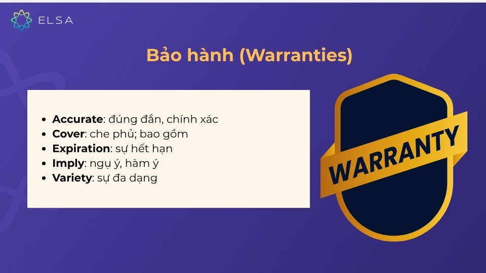 Từ vựng TOEIC về bảo hành