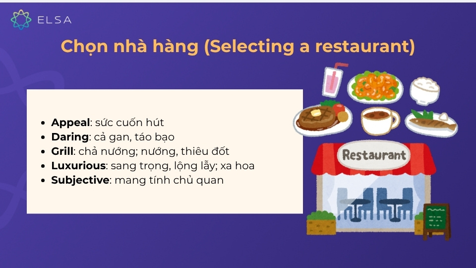 Từ vựng TOEIC về chọn nhà hàng