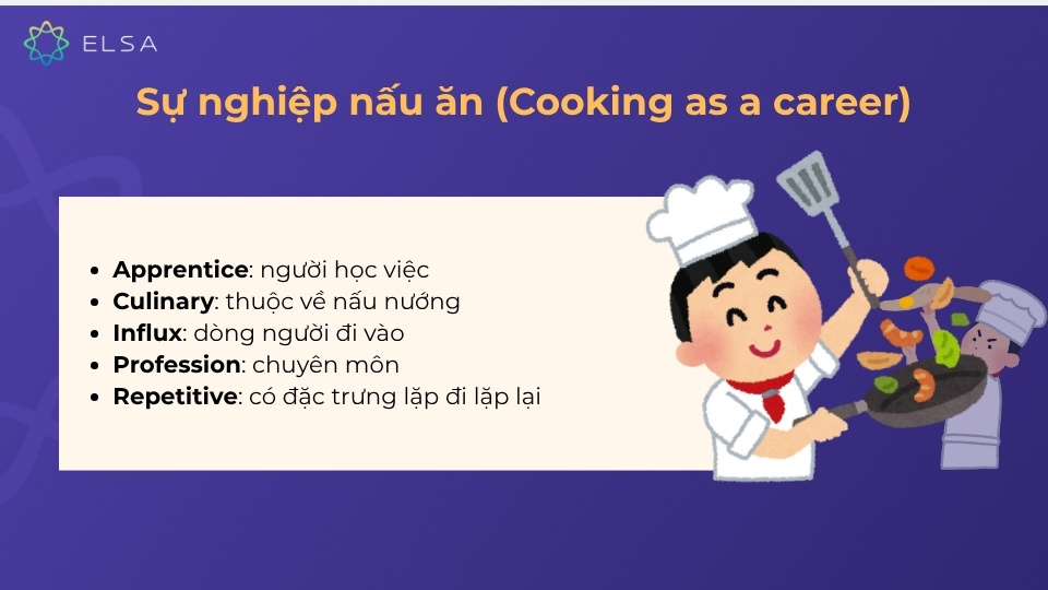 Từ vựng TOEIC về sự nghiệp nấu ăn