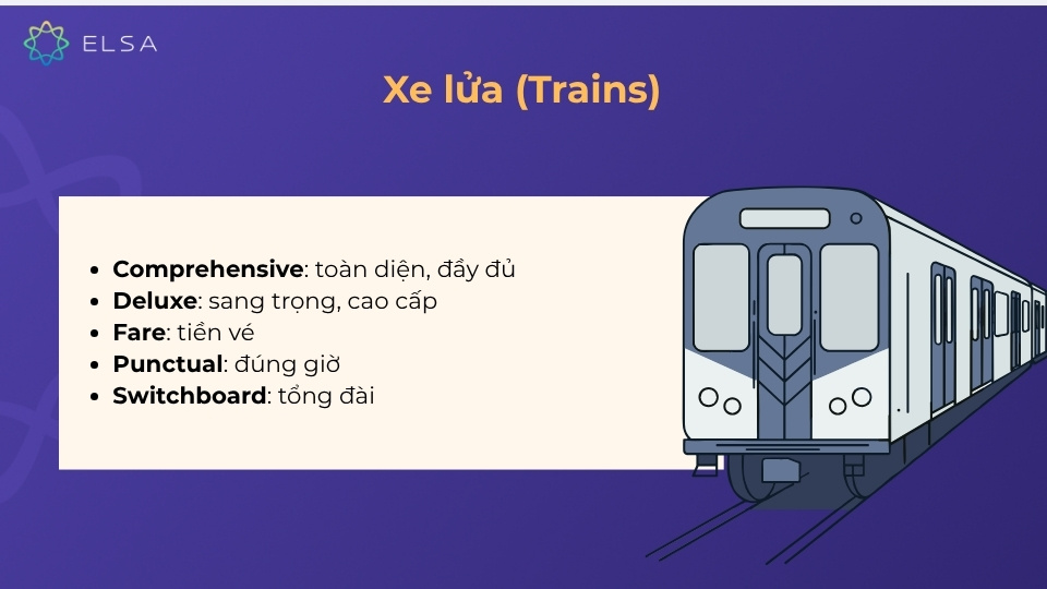 Từ vựng TOEIC về xe lửa