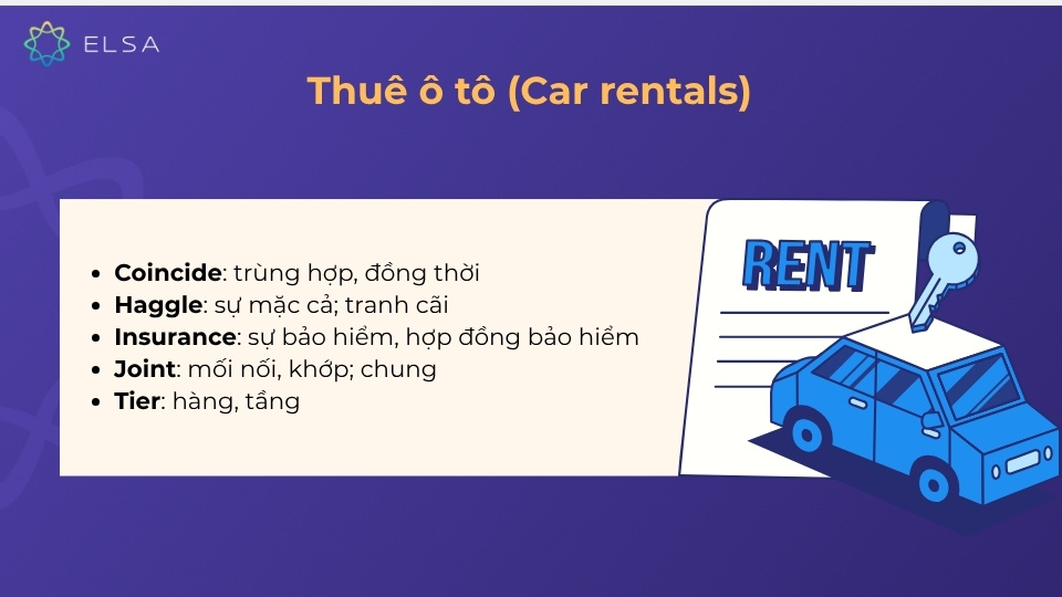 Từ vựng TOEIC về thuê ô tô