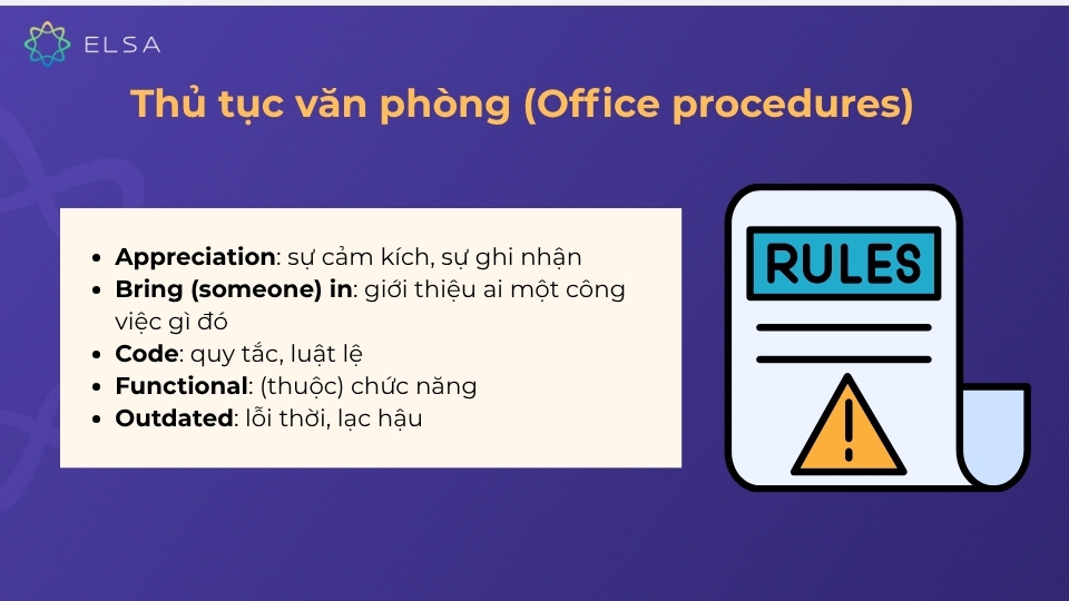 Từ vựng TOEIC về thủ tục văn phòng