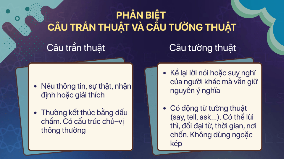 Phân biệt câu trần thuật và câu tường thuật