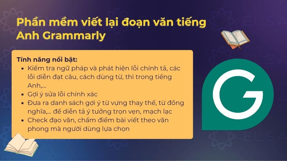 Grammarly là một ứng dụng luyện viết tiếng Anh phổ biến Phần mềm viết lại đoạn văn tiếng Anh Grammarly