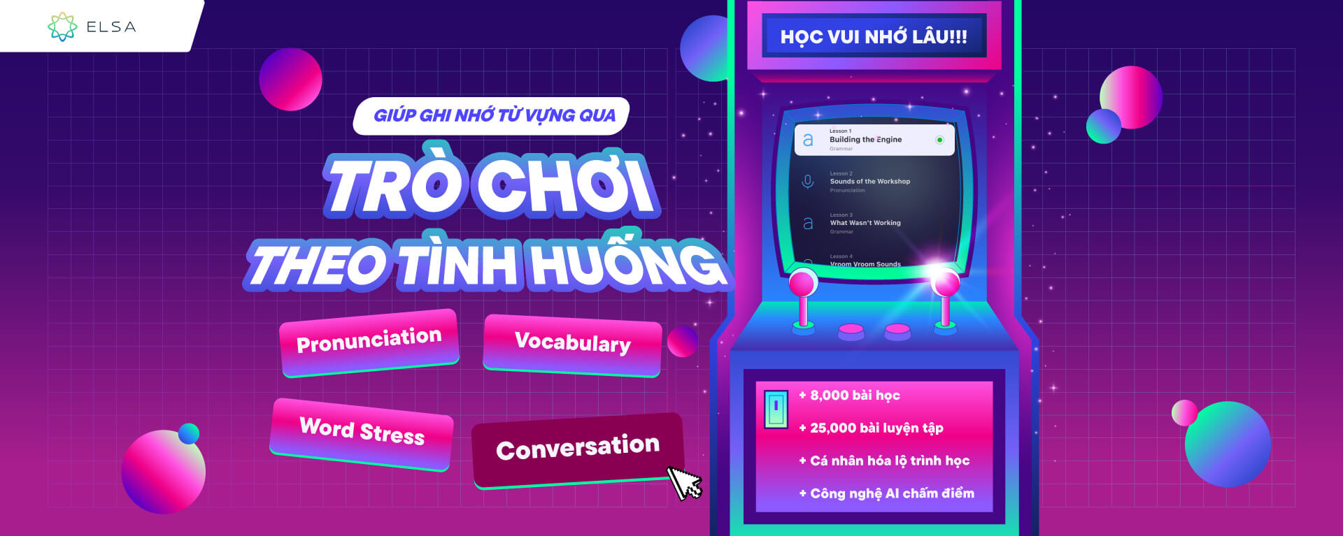 Luyện ghi nhớ từ vựng tiếng Anh qua trò chơi tình huống cùng ELSA Speak – học vui, nhớ lâu với AI