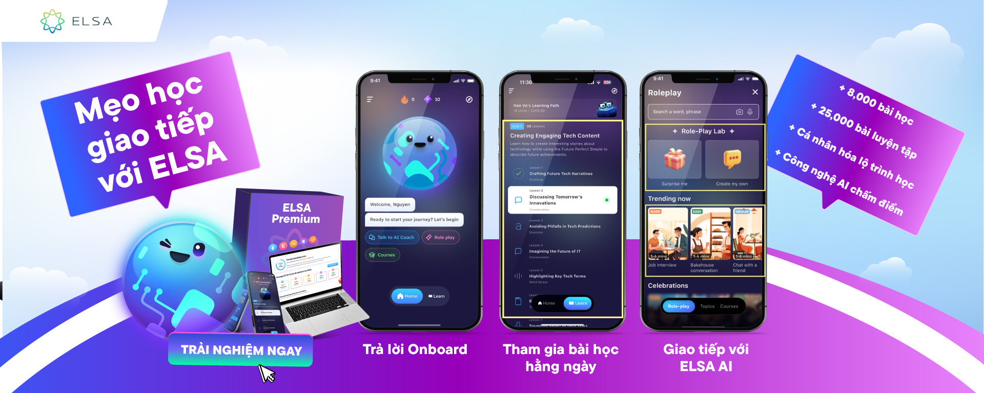 Mẹo học giao tiếp tiếng Anh cùng ELSA Speak – onboard nhanh, học hằng ngày và luyện roleplay với AI