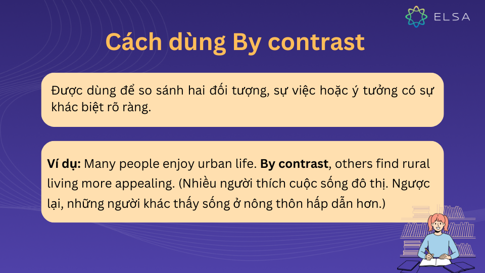 Cách dùng của by contrast