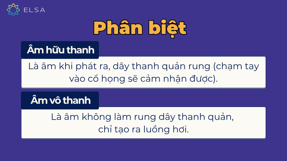 Phân biệt âm hữu thanh và âm vô thanh
