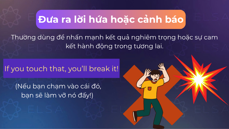 Câu ví dụ mô tả cảnh báo